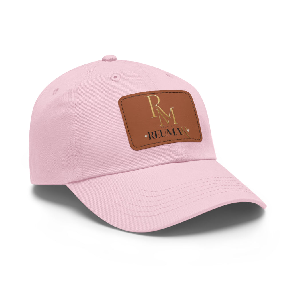 Reumar Pink Leather Patch Dad Hat