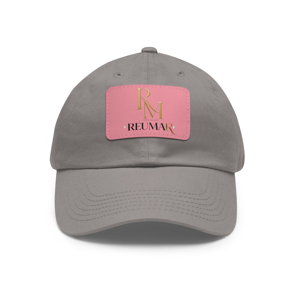 Reumar Pink Leather Patch Dad Hat