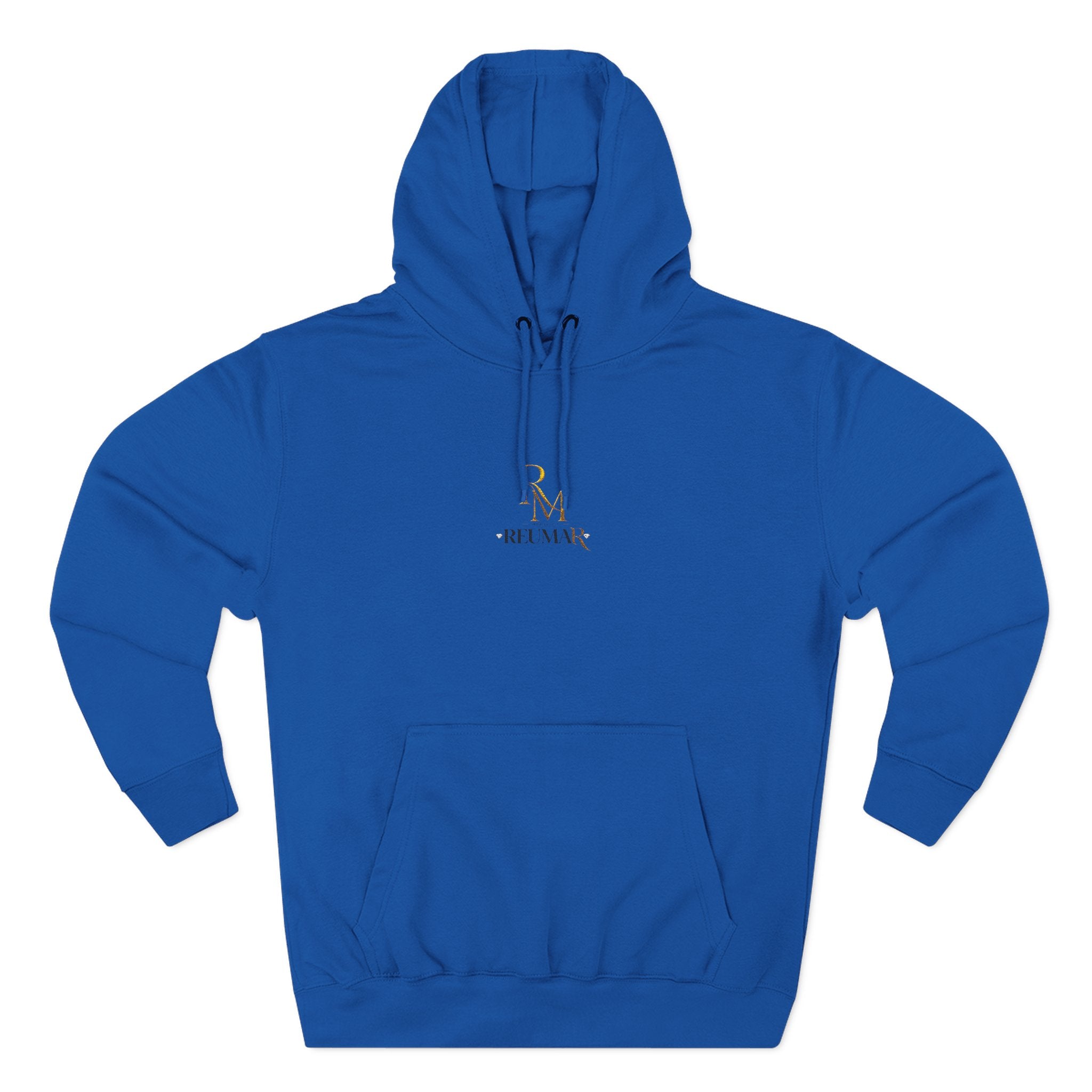 Minimalist Gold Monogram Hoodie — 'RM' Chest Logo Fleece Pullover