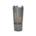 22oz Copper Vacuum Tumbler — Matte Gray Travel Cup with Gold Monogram "House of Reuman"