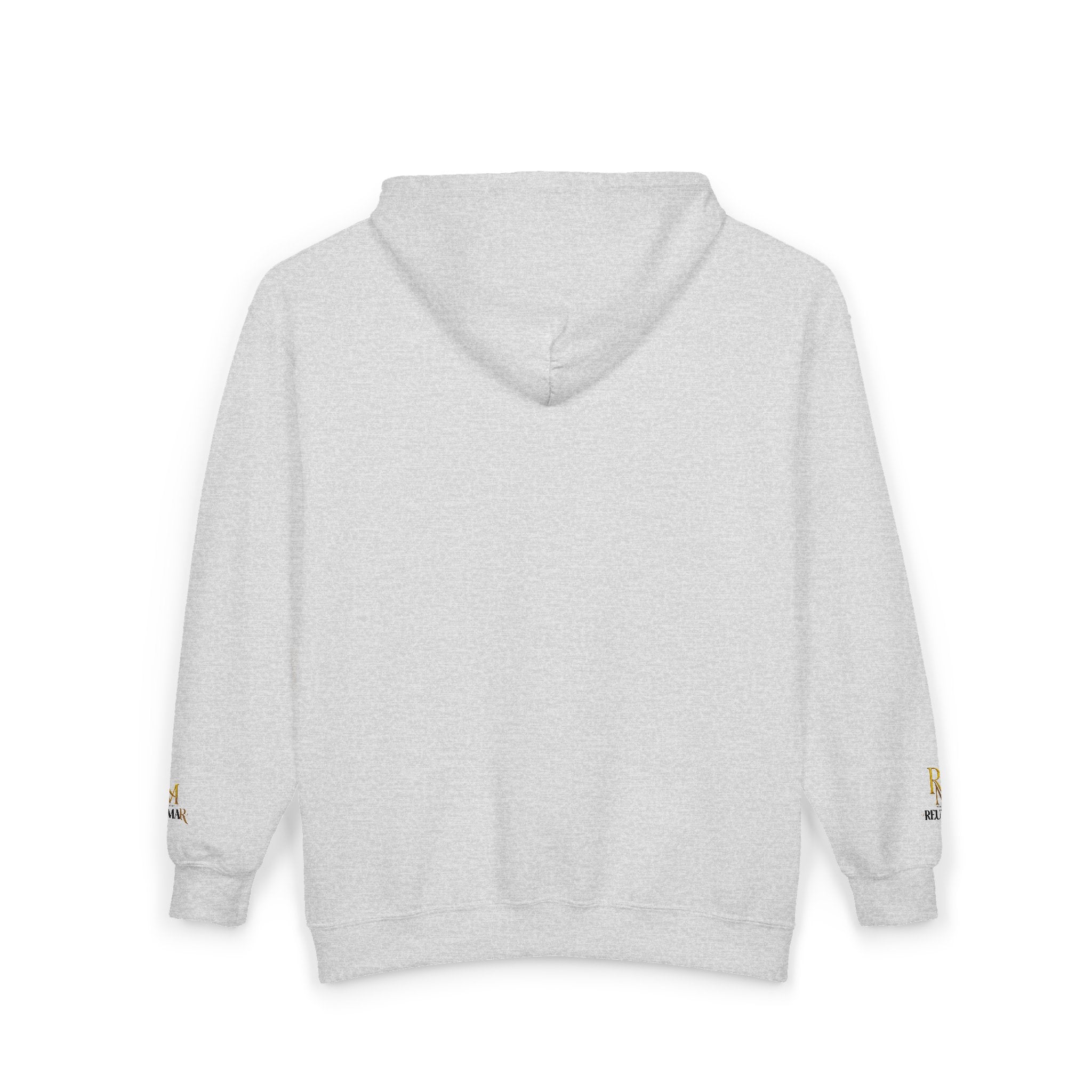 Full-Zip White Hoodie with Gold 'RM' Minimalist Logo