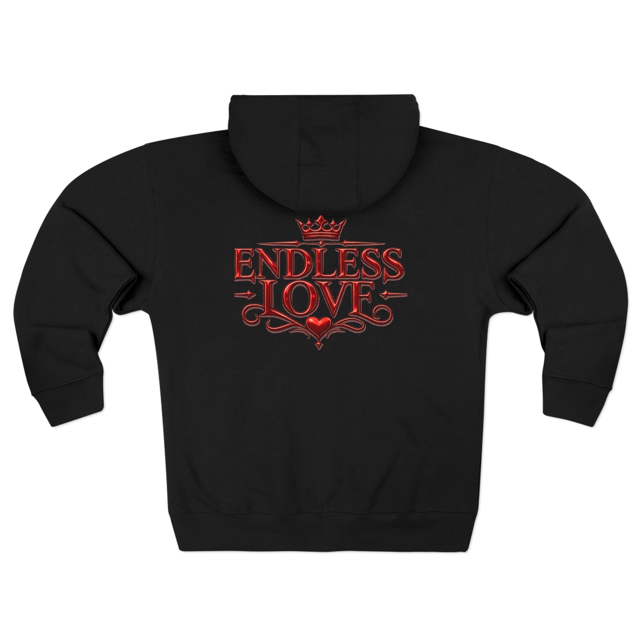 Endless Love Zip Hoodie - Romantic Crown Graphic Couples Pullover