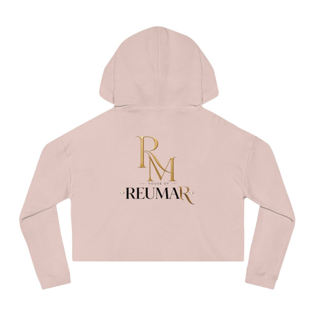 House of Reumar Cropped Hoodie — Women's Gold Monogram Logo Sweatshirt