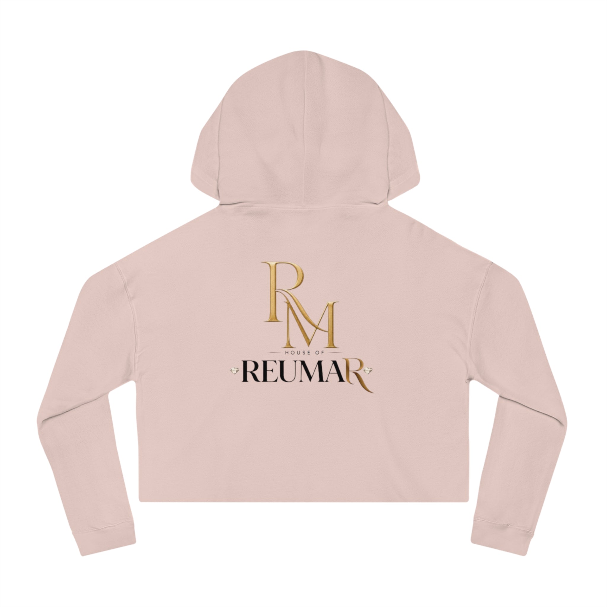 House of Reumar Cropped Hoodie — Women's Gold Monogram Logo Sweatshirt