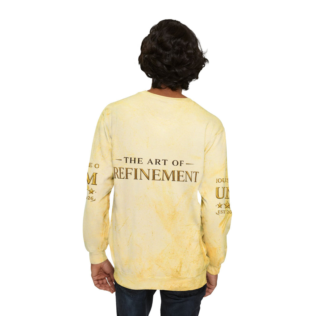 Refined Gold Tie-Dye Crewneck Sweatshirt — “REUMAR” / The Art of Refinement