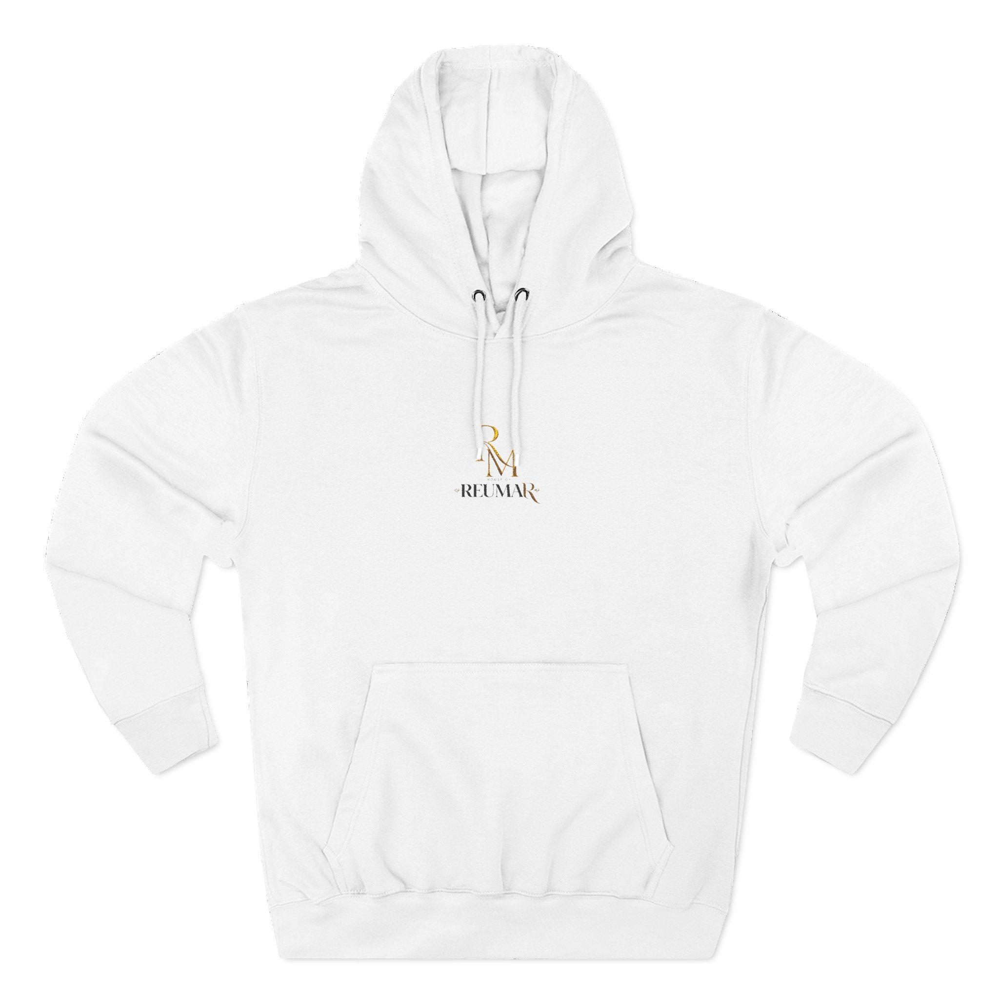 Minimalist Gold Monogram Hoodie — 'RM' Chest Logo Fleece Pullover