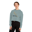 House of Reumar Cropped Hoodie — Women's Gold Monogram Logo Sweatshirt