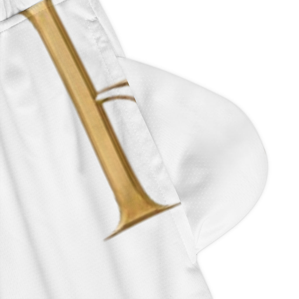 Basketball Shorts — White 'Reum of Mar' Logo All-Over Print