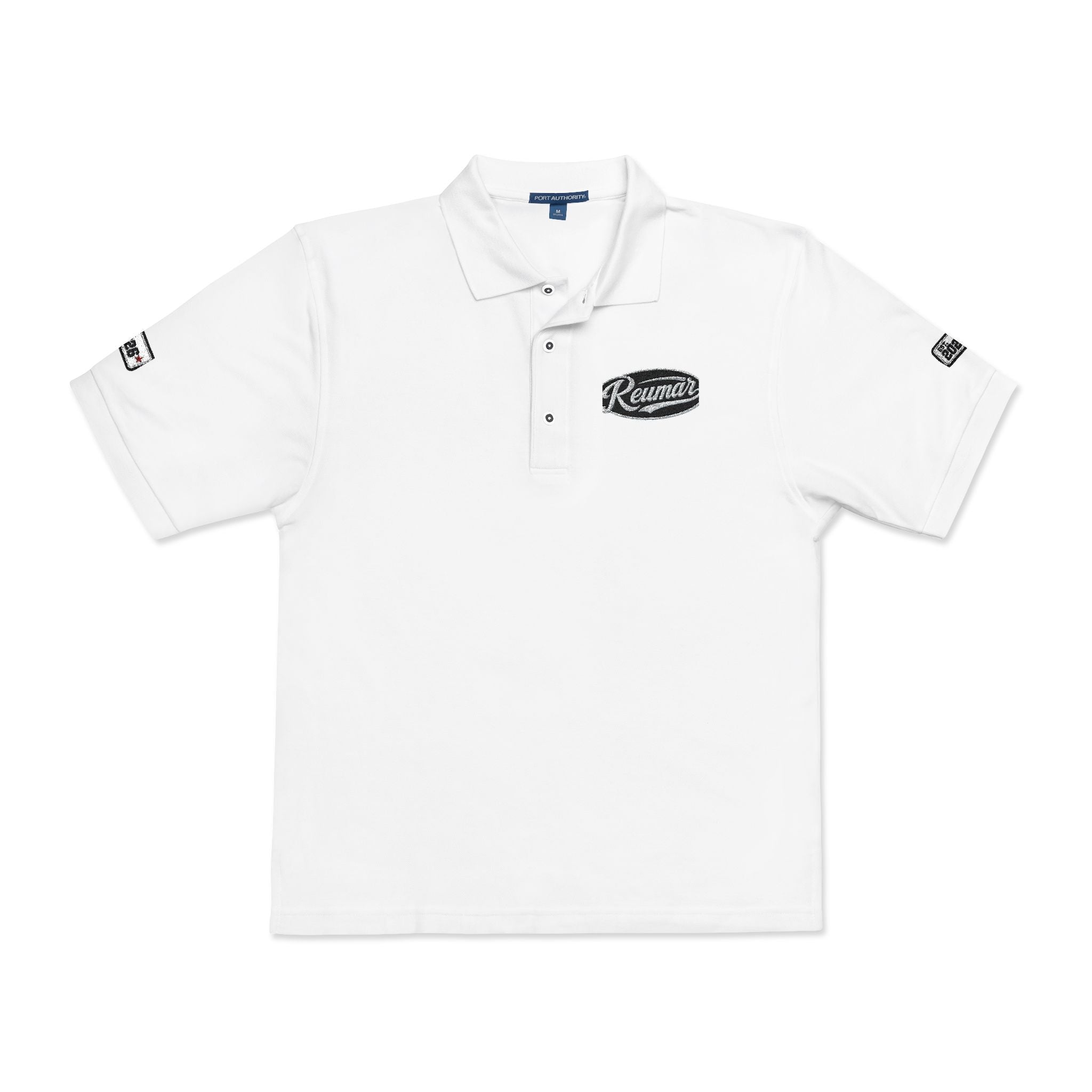 Embroidered Polo Shirt — Gold Crest 'M' Logo