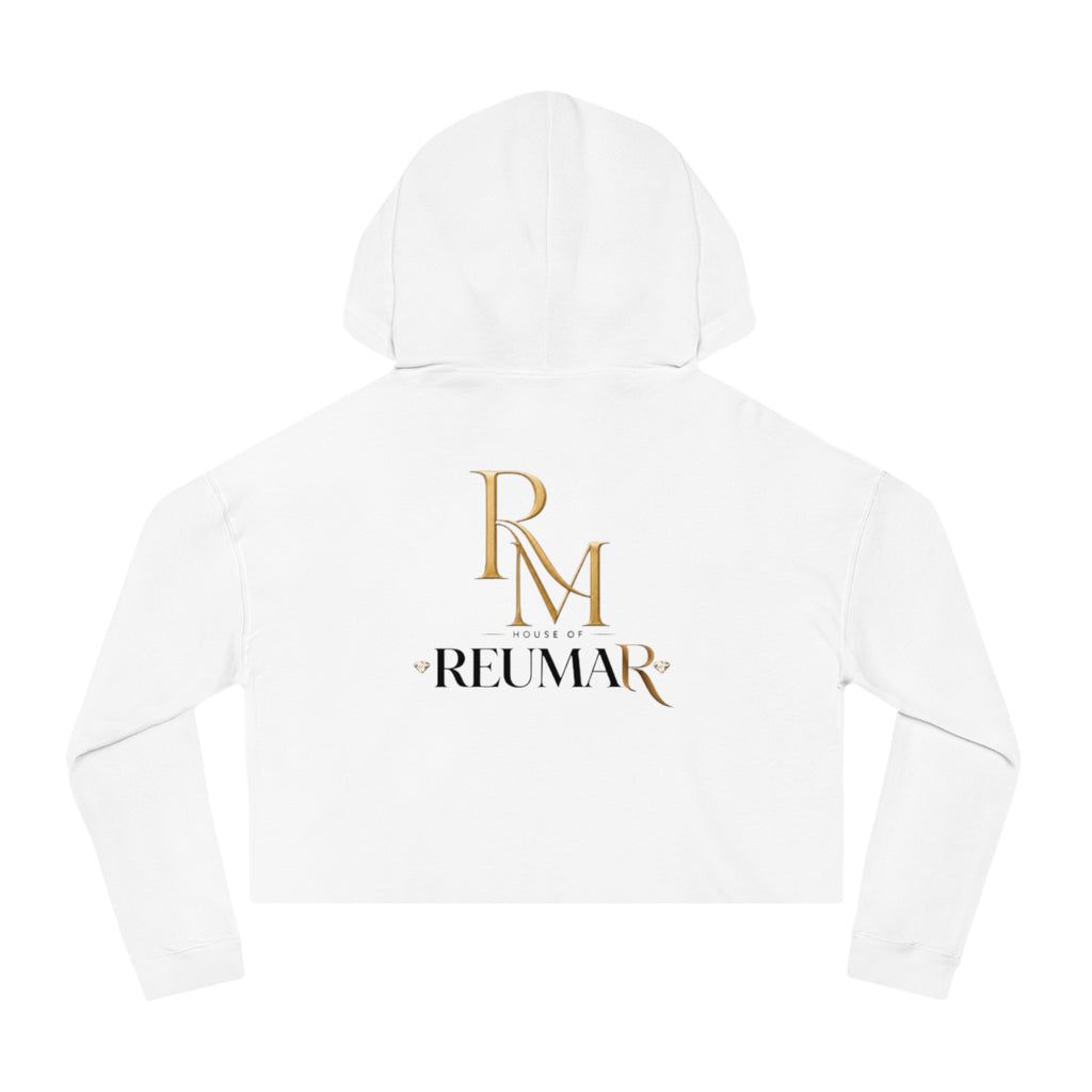 House of Reumar Cropped Hoodie — Women's Gold Monogram Logo Sweatshirt