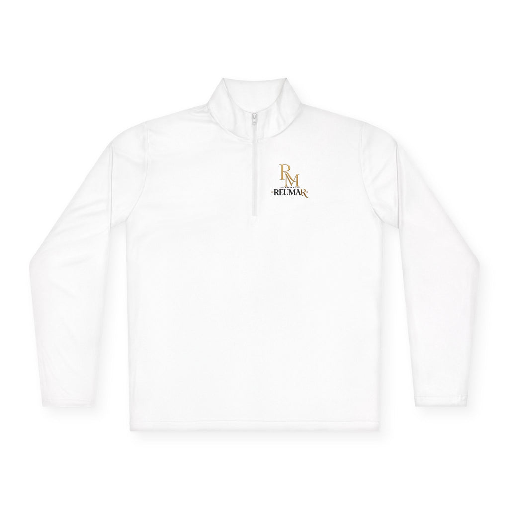Quarter-Zip Pullover — Gold 'RM Reumar' Logo Embroidered Sweatshirt
