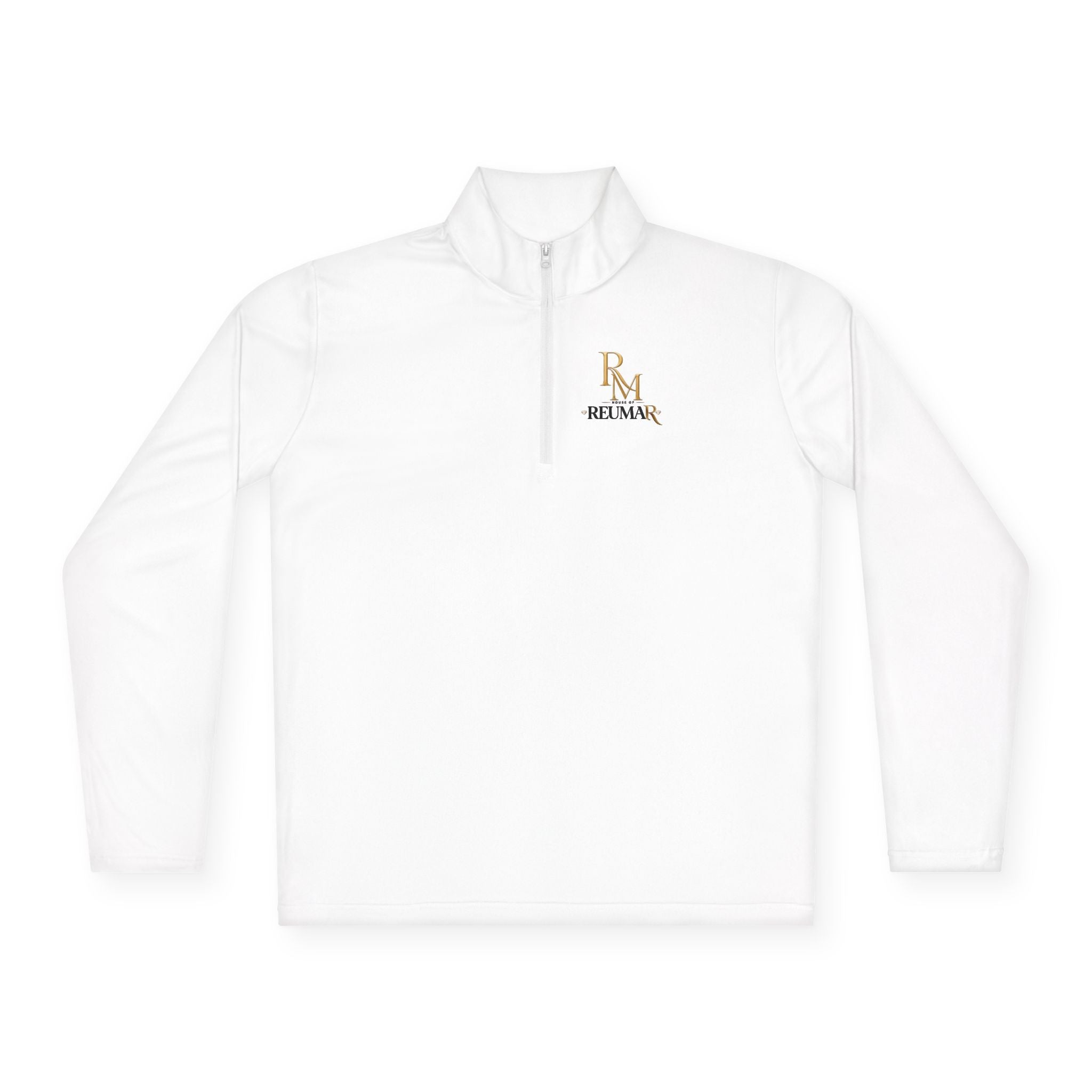 Quarter-Zip Pullover — Gold 'RM Reumar' Logo Embroidered Sweatshirt