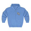 Gold Monogram RM Full-Zip Hoodie — Minimal Logo Zip Jacket