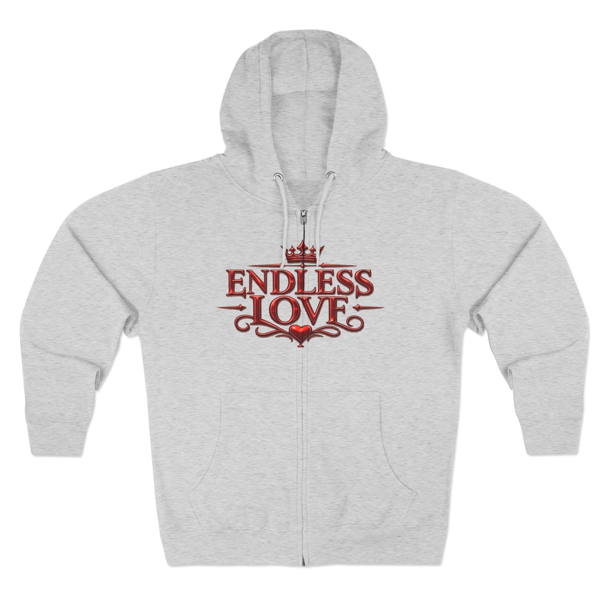 Endless Love Zip Hoodie - Romantic Crown Graphic Couples Pullover