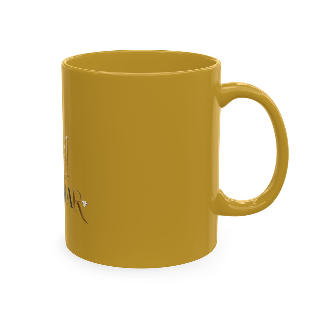 House of Reumar Beige Ceramic Mug — Gold Monogram Coffee Cup