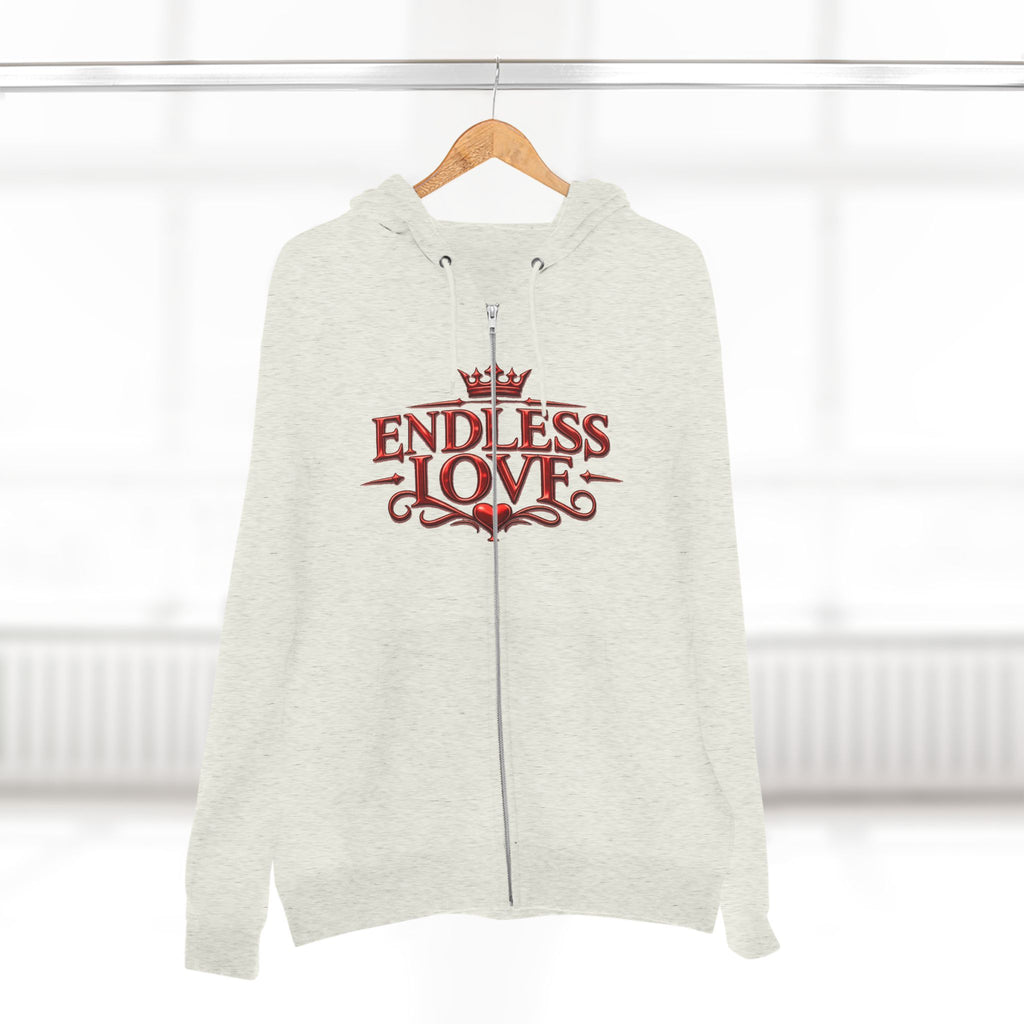 Endless Love Zip Hoodie - Romantic Crown Graphic Couples Pullover