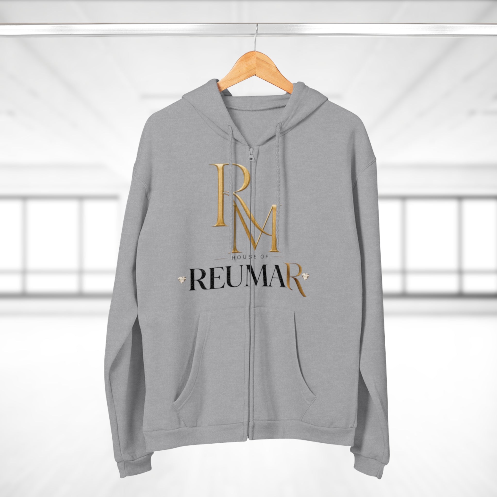 Reumar Zip Hoodie - House of Reumar Gold Logo Hooded Sweatshirt
