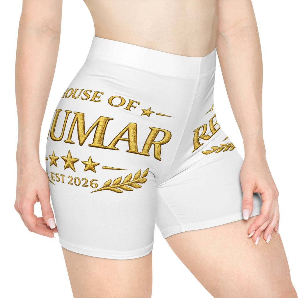 Reunion Gold Emblem Women's Biker Shorts — Custom Family Reunion 2026