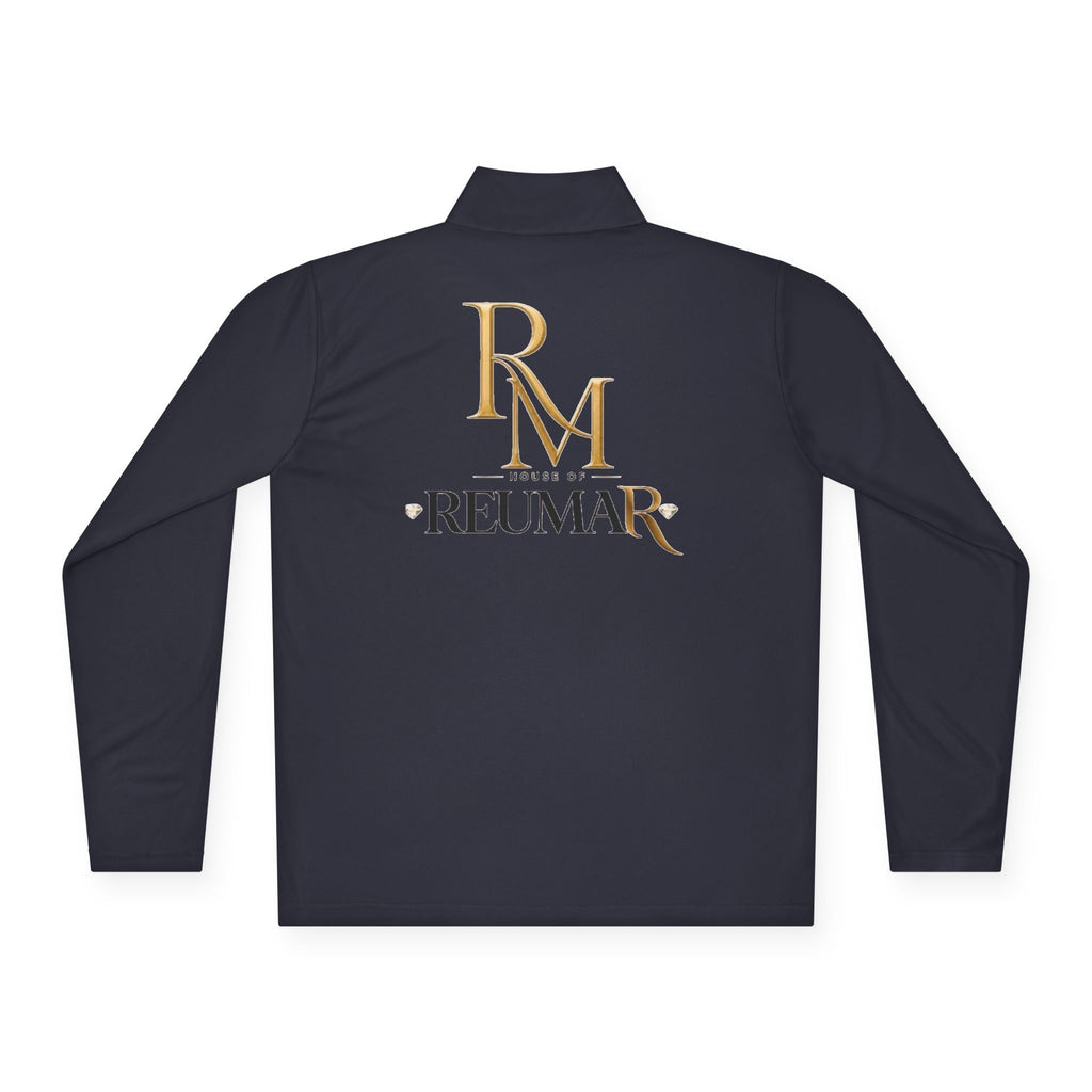 Quarter-Zip Pullover — Gold 'RM Reumar' Logo Embroidered Sweatshirt