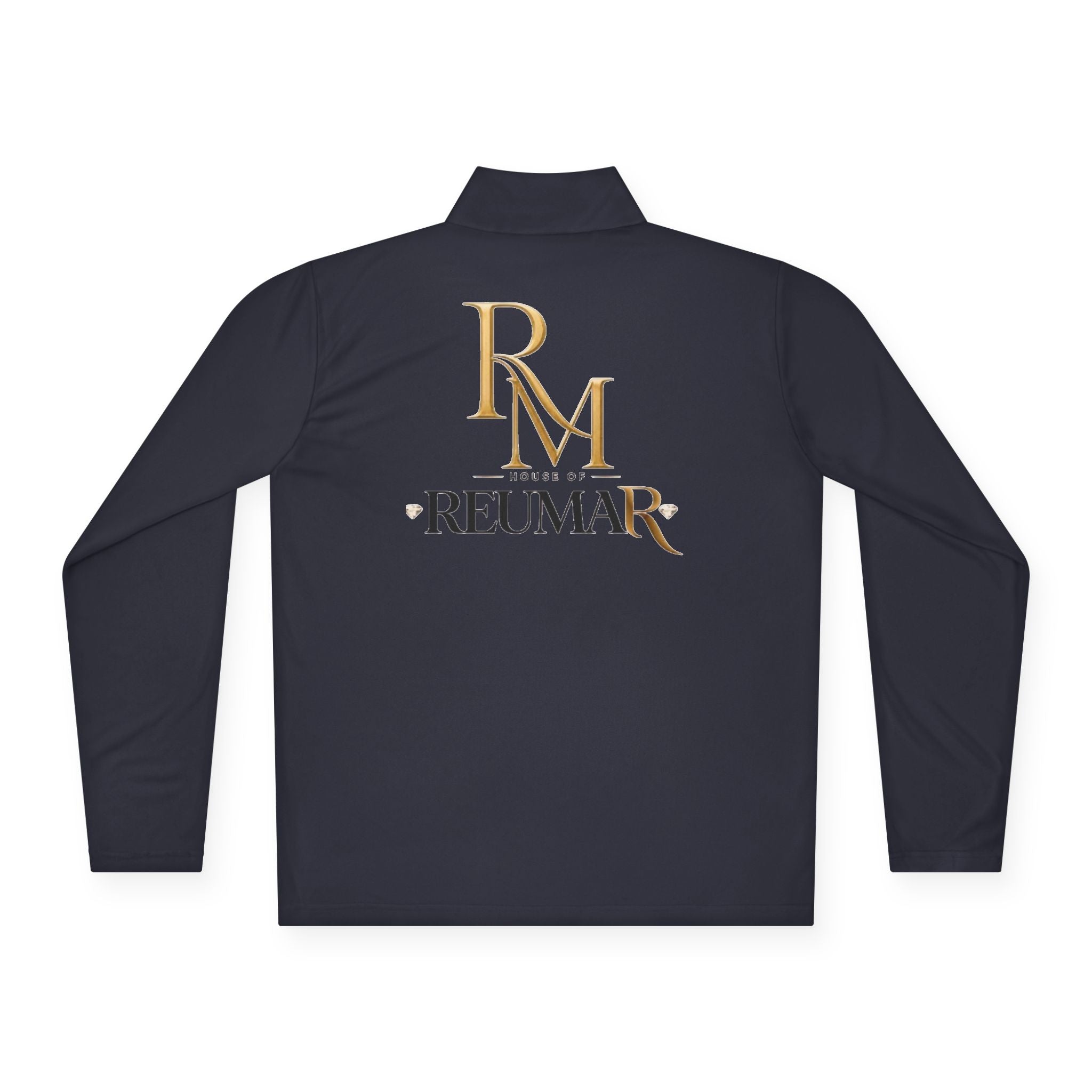 Quarter-Zip Pullover — Gold 'RM Reumar' Logo Embroidered Sweatshirt