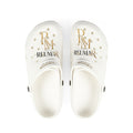 White EVA Foam Clogs with Gold Reumar Logo — Lightweight Slip-On Shoes