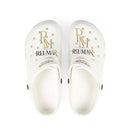 White EVA Foam Clogs with Gold Reumar Logo — Lightweight Slip-On Shoes