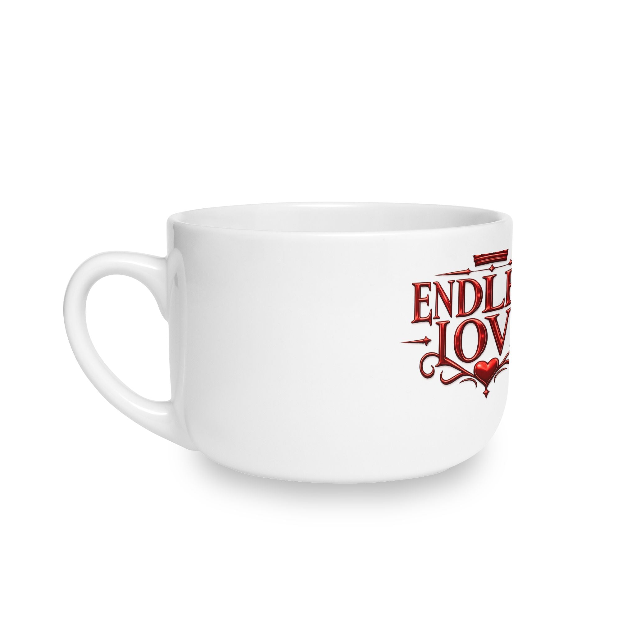 Endless Love Ceramic Latte Mug - 25oz Oversized Coffee Cup, Romantic Gift for Couples