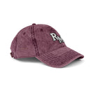 Vintage Embroidered Cap – Distressed Grey Baseball Hat with Gold RM Monogram