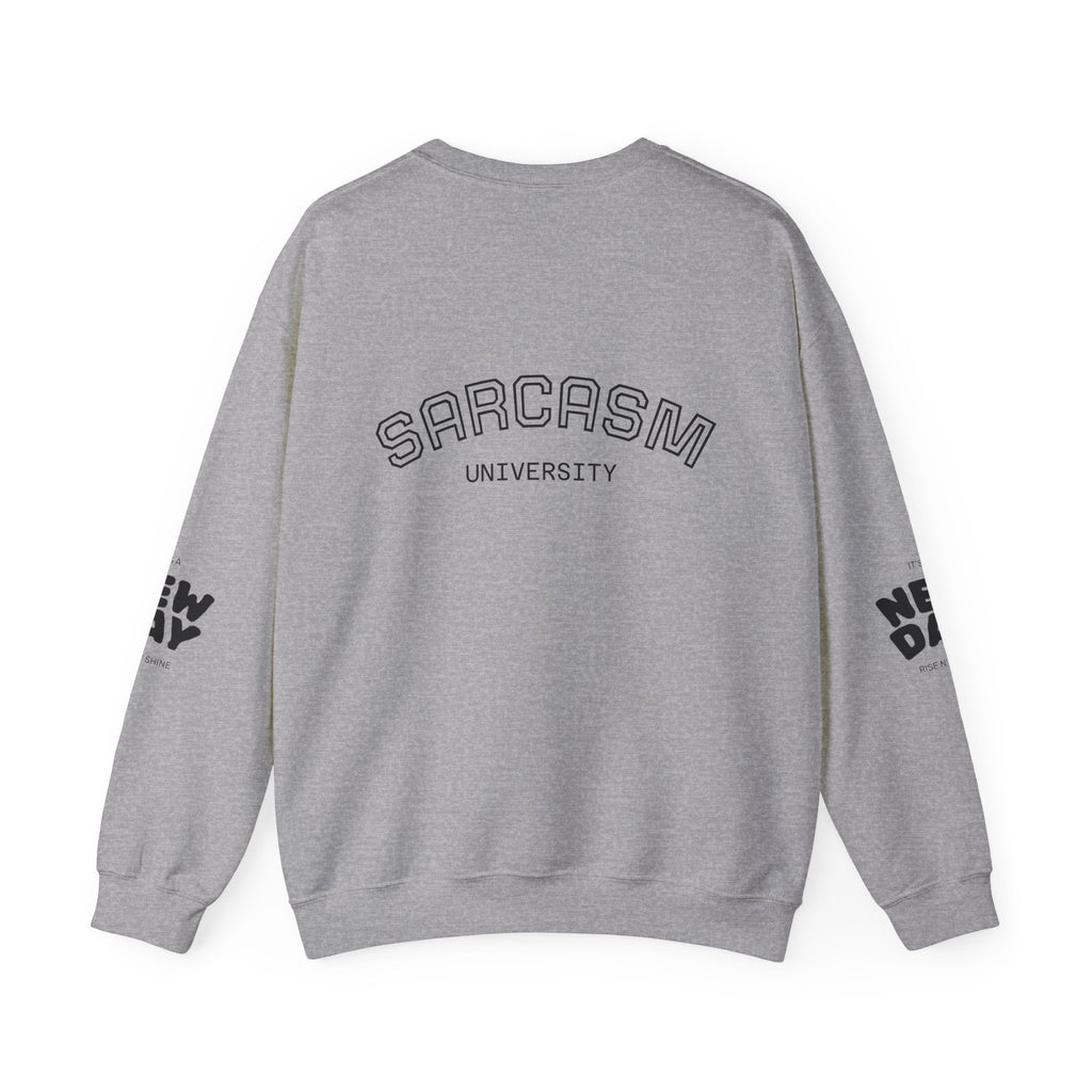 Sarcasm University Crewneck Sweatshirt — REUMAR Logo College-Style Pullover