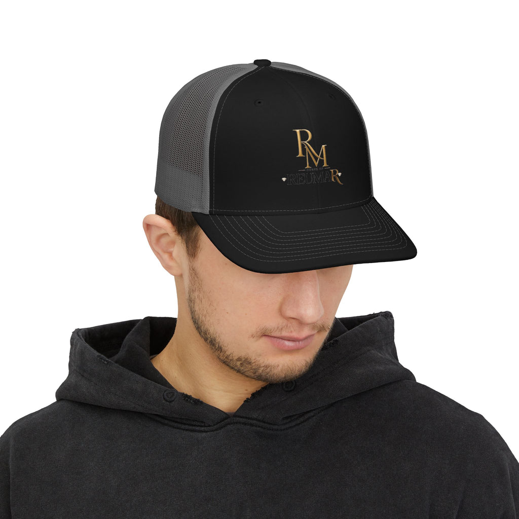 Reumar Gold Monogram Trucker Cap