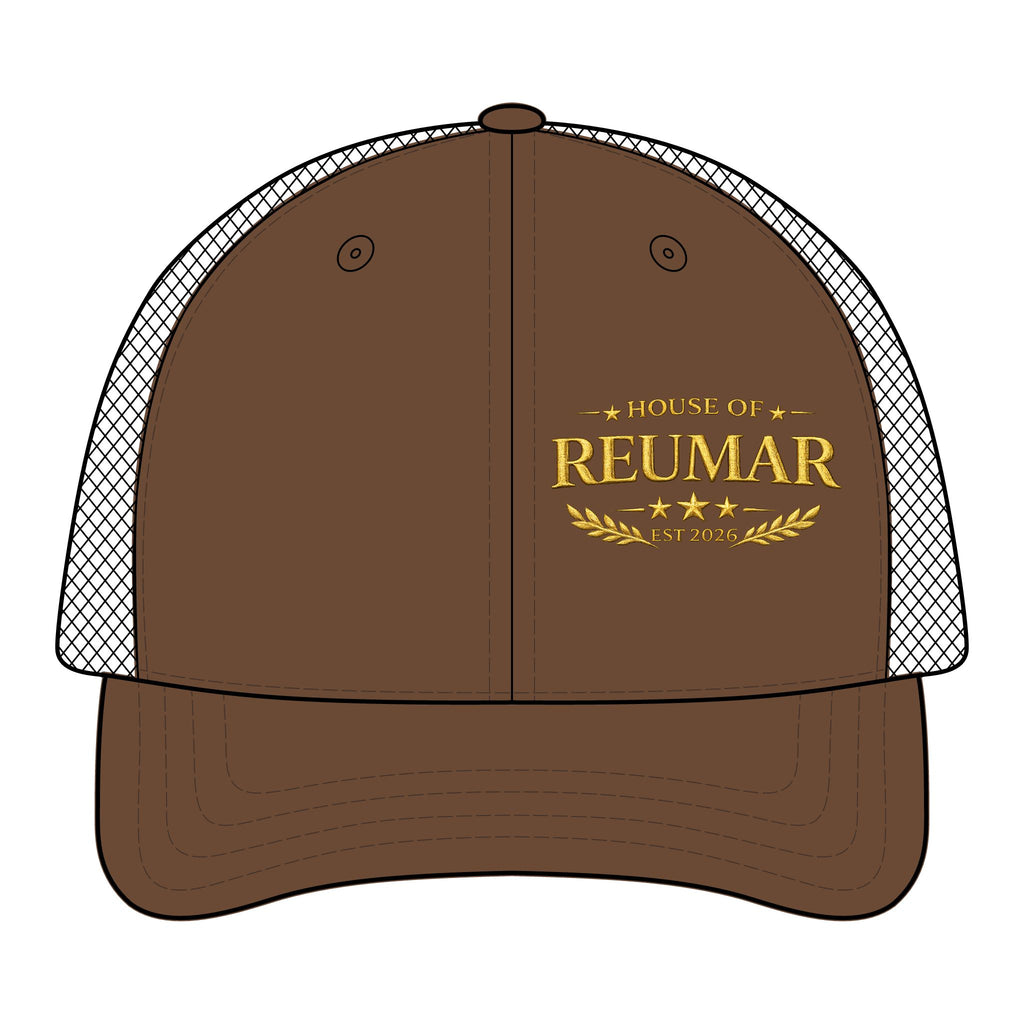 Embroidered Mesh Trucker Cap — "Premium Guy Reumar" Vintage Crest