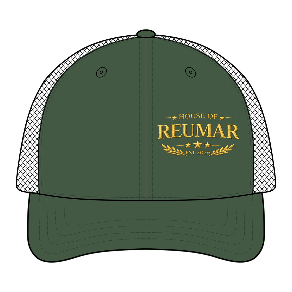 Embroidered Mesh Trucker Cap — "Premium Guy Reumar" Vintage Crest