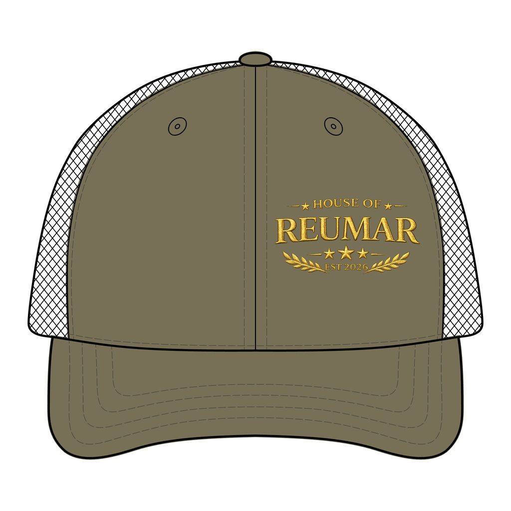 Embroidered Mesh Trucker Cap — "Premium Guy Reumar" Vintage Crest