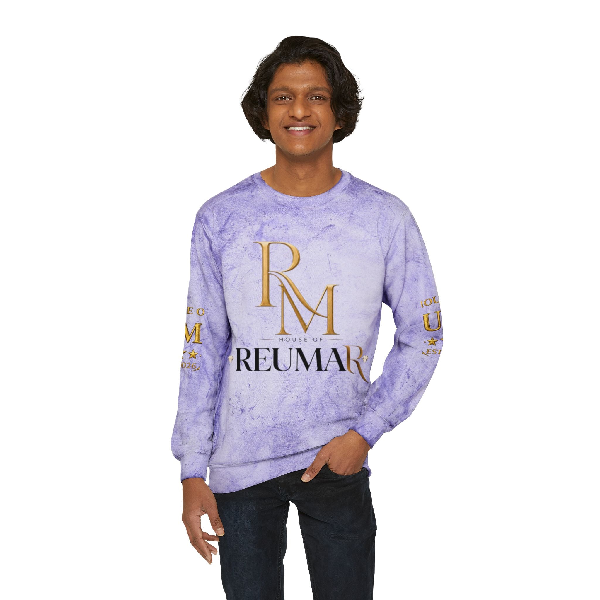 Refined Gold Tie-Dye Crewneck Sweatshirt — “REUMAR” / The Art of Refinement