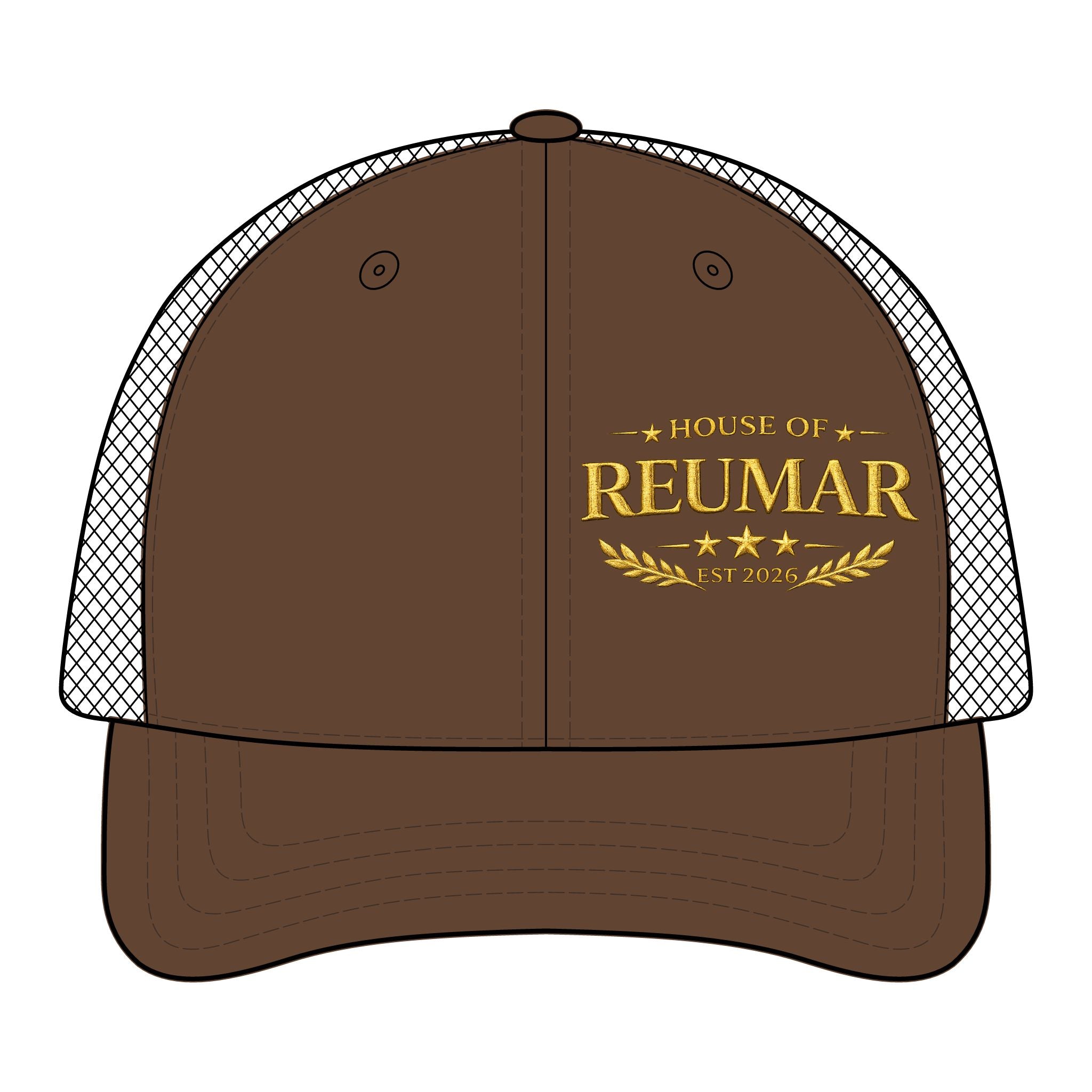 Trucker Hat — "House of Reumar" Embroidered Low Profile Mesh Cap