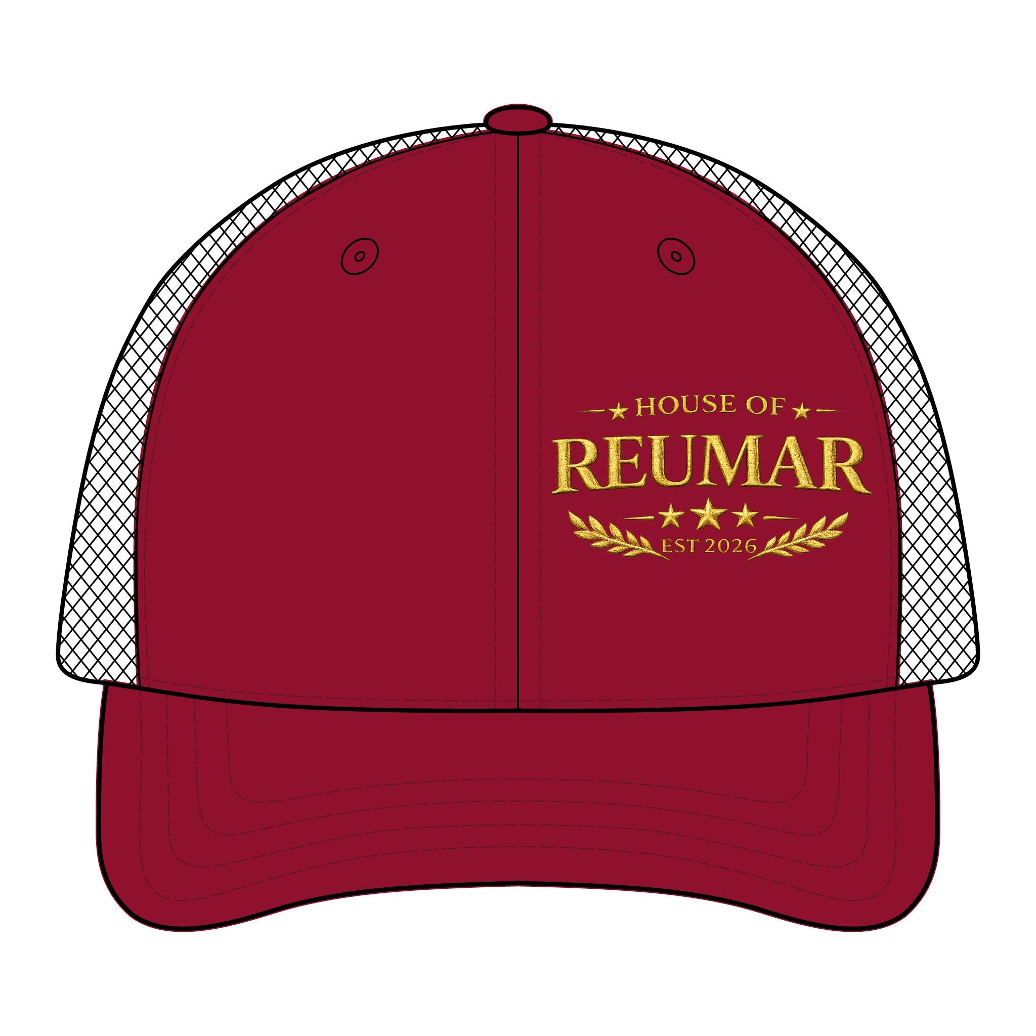 Trucker Hat — "House of Reumar" Embroidered Low Profile Mesh Cap