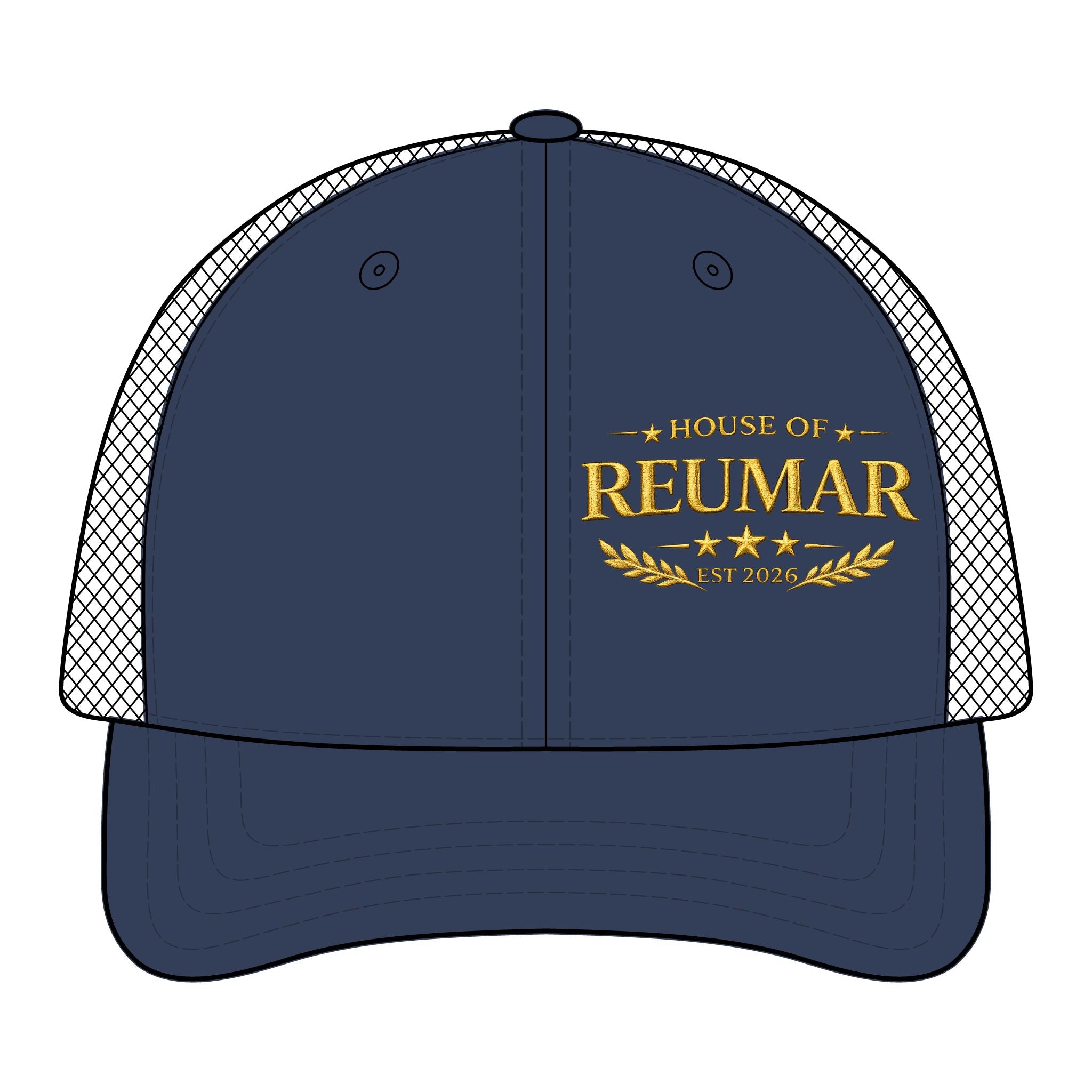 Trucker Hat — "House of Reumar" Embroidered Low Profile Mesh Cap