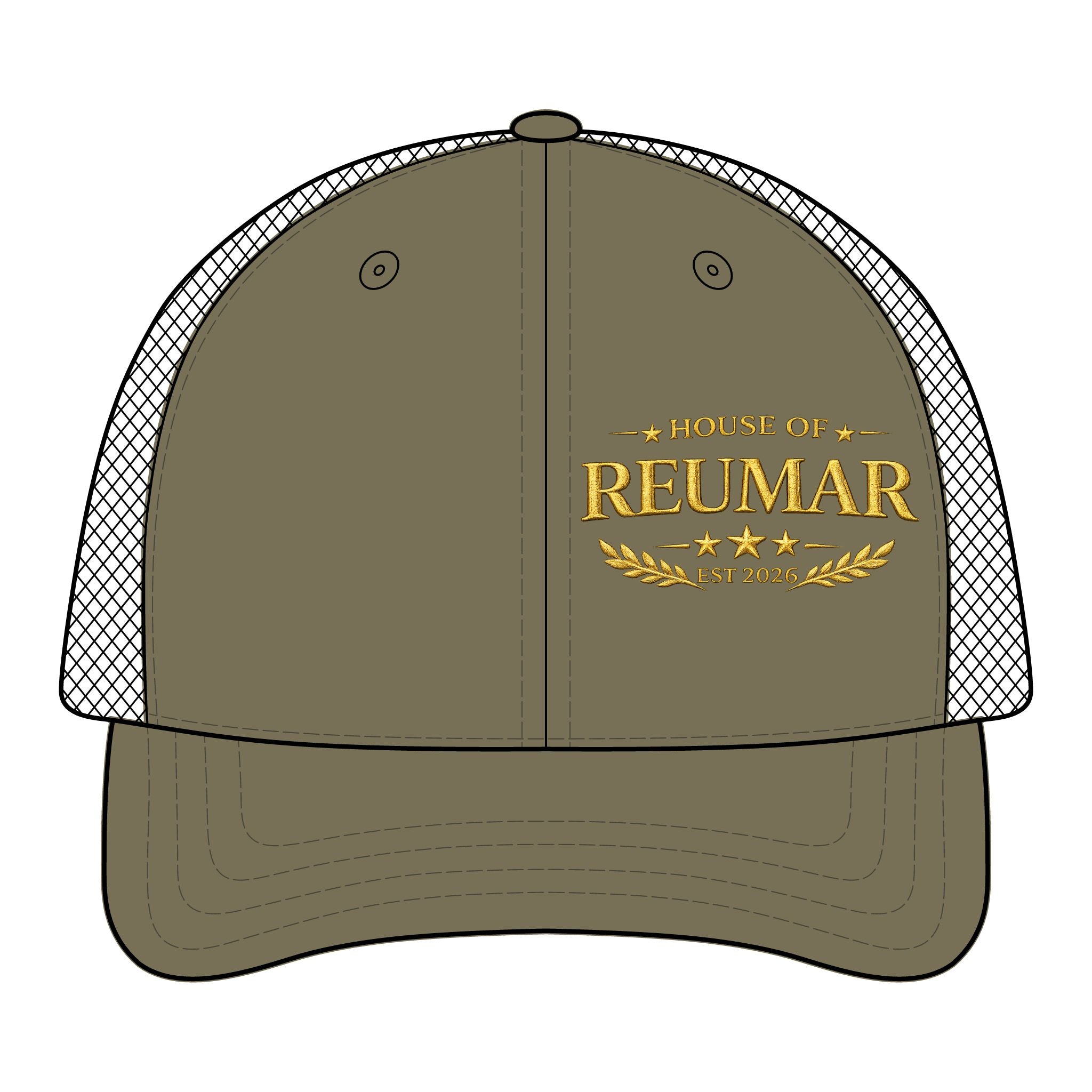 Trucker Hat — "House of Reumar" Embroidered Low Profile Mesh Cap
