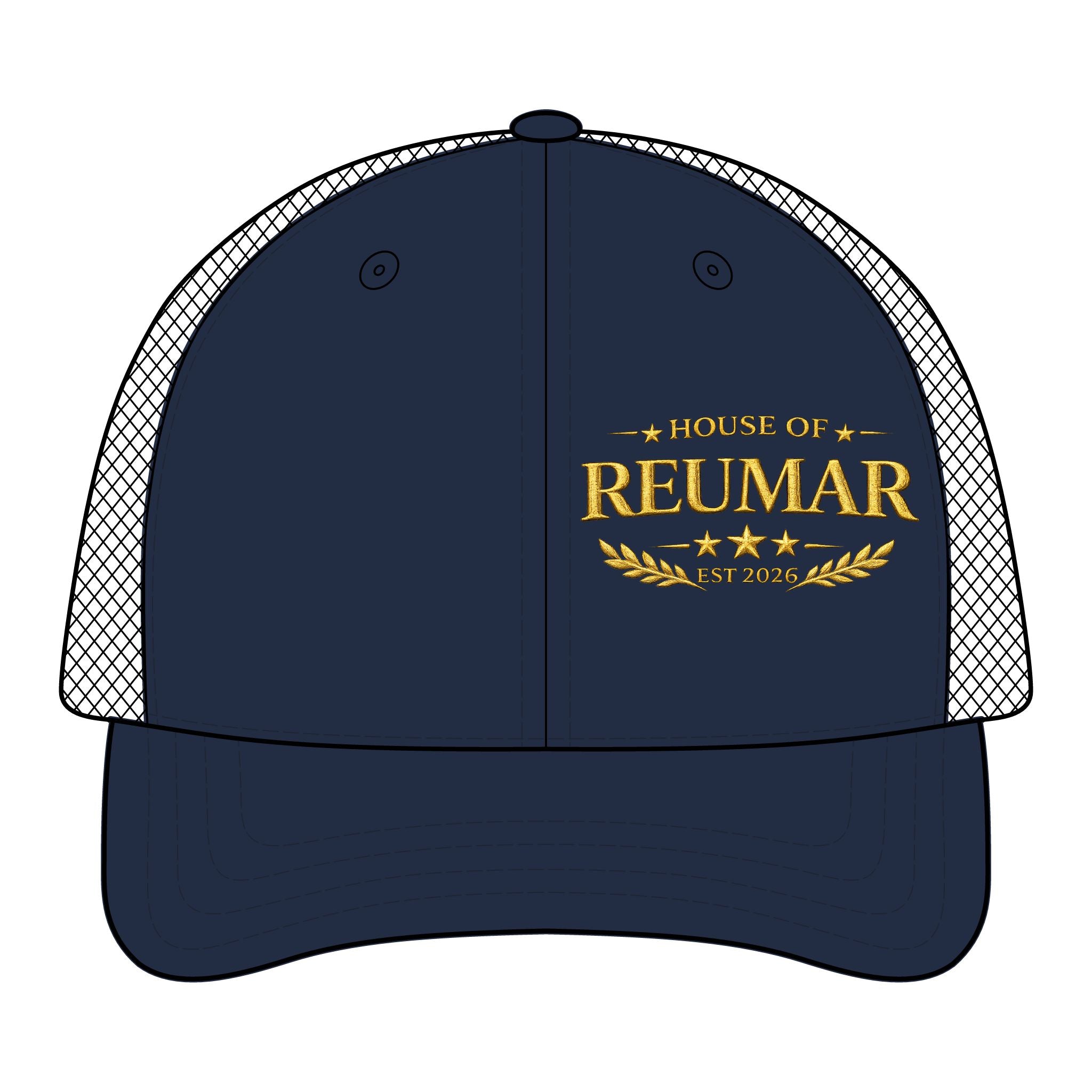 Trucker Hat — "House of Reumar" Embroidered Low Profile Mesh Cap