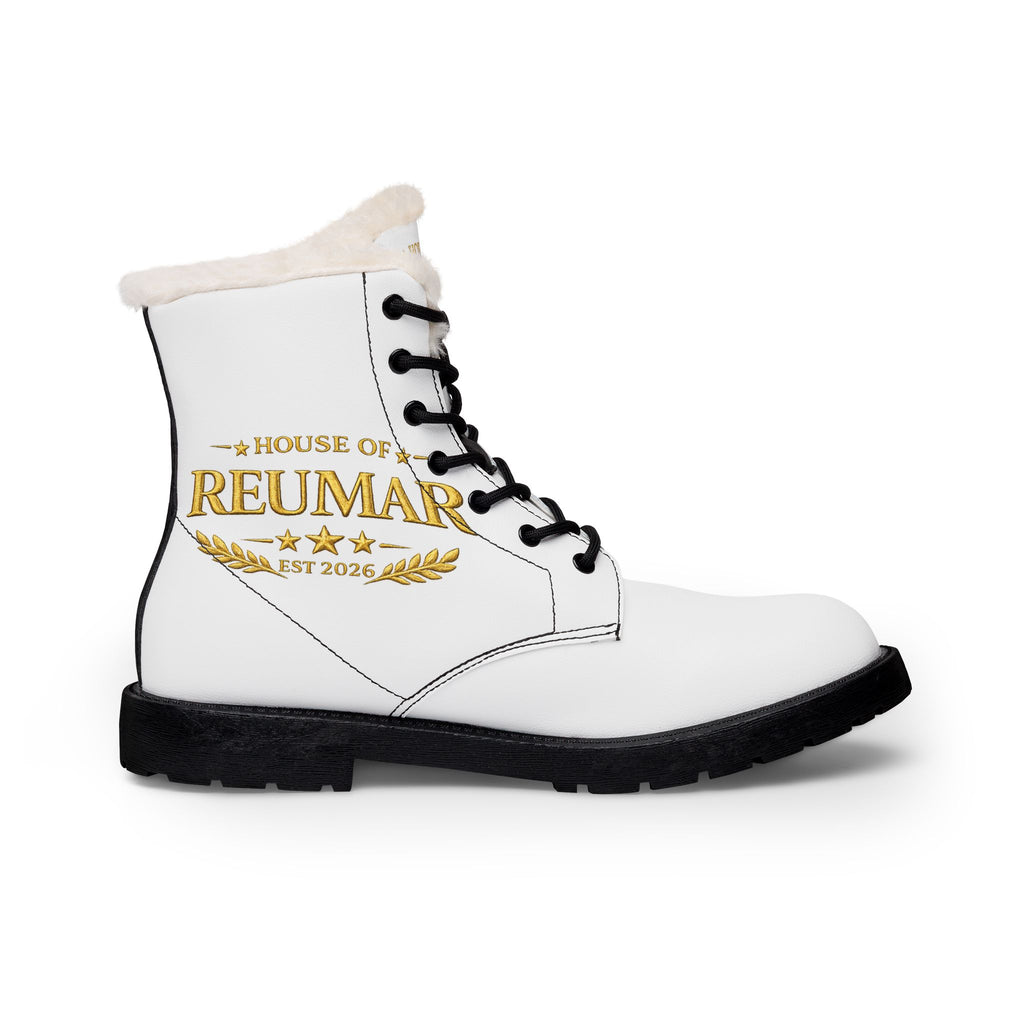 Fur-Lined Leather Boots – "House of Reumar" Embroidered Winter Combat Boots
