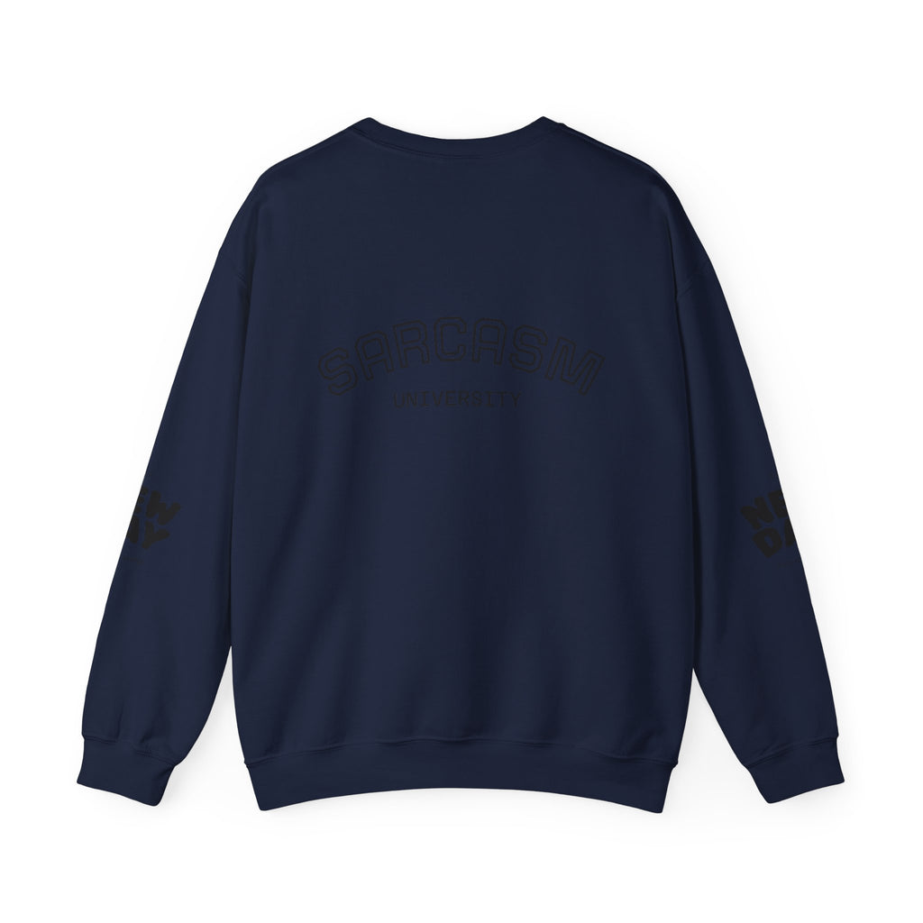 Sarcasm University Crewneck Sweatshirt — REUMAR Logo College-Style Pullover