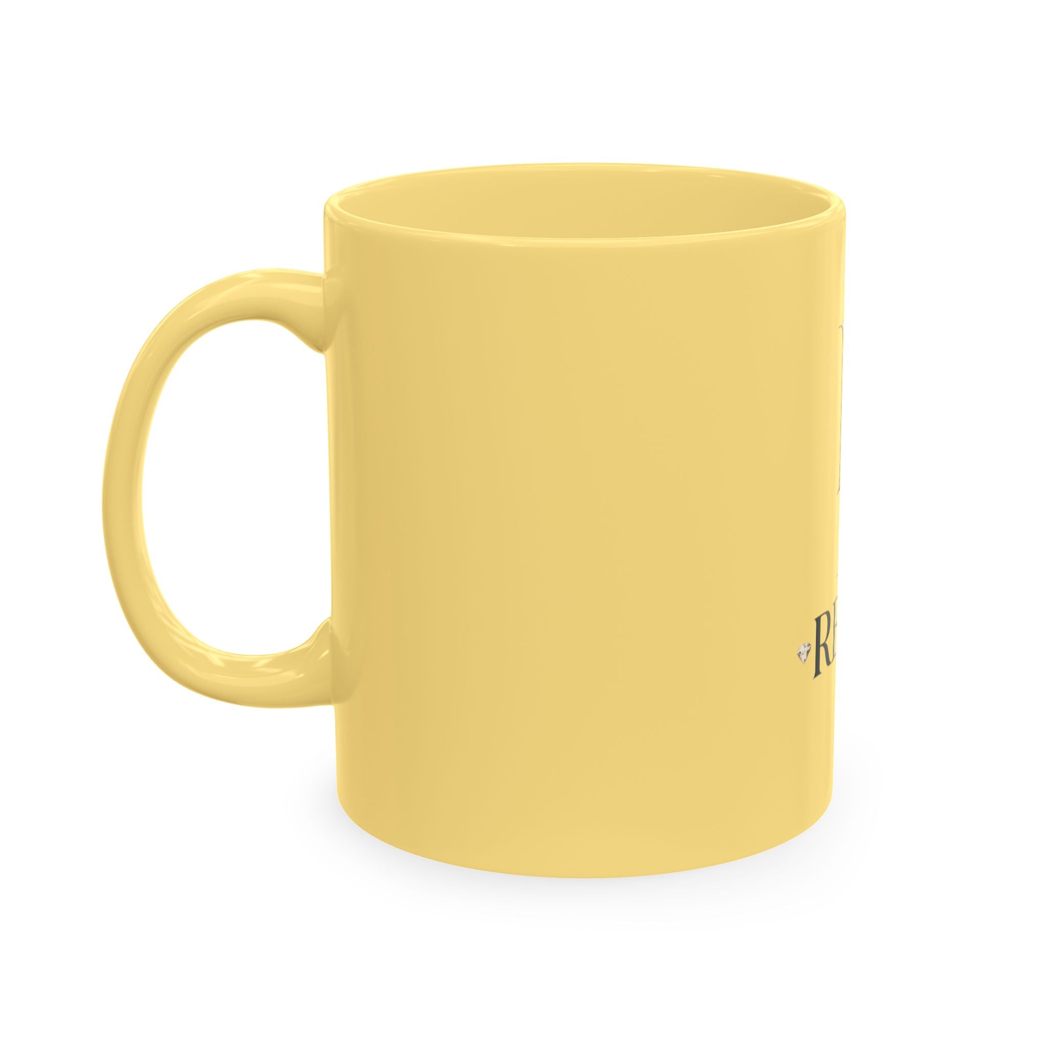 House of Reumar Beige Ceramic Mug — Gold Monogram Coffee Cup