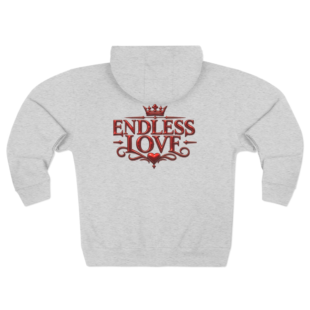 Endless Love Zip Hoodie - Romantic Crown Graphic Couples Pullover