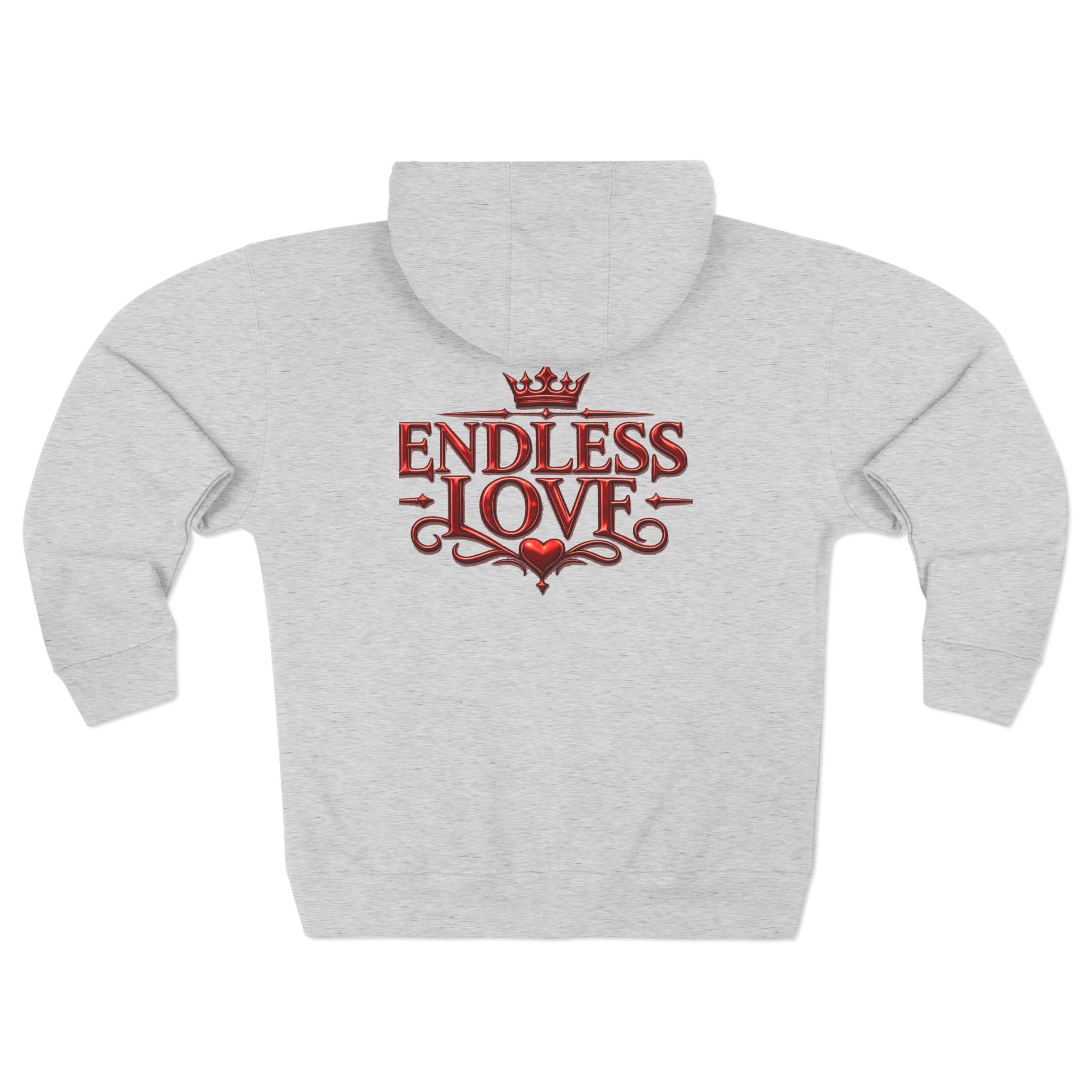 Endless Love Zip Hoodie - Romantic Crown Graphic Couples Pullover