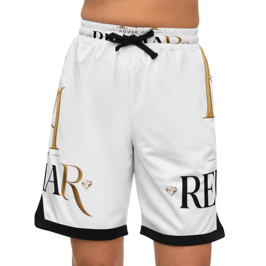 Basketball Shorts — White 'Reum of Mar' Logo All-Over Print