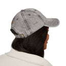 Vintage Embroidered Cap – Distressed Grey Baseball Hat with Gold RM Monogram