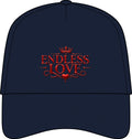 Endless Love Snapback Hat — Five-Panel Perforated Cap with Crown & Heart Design