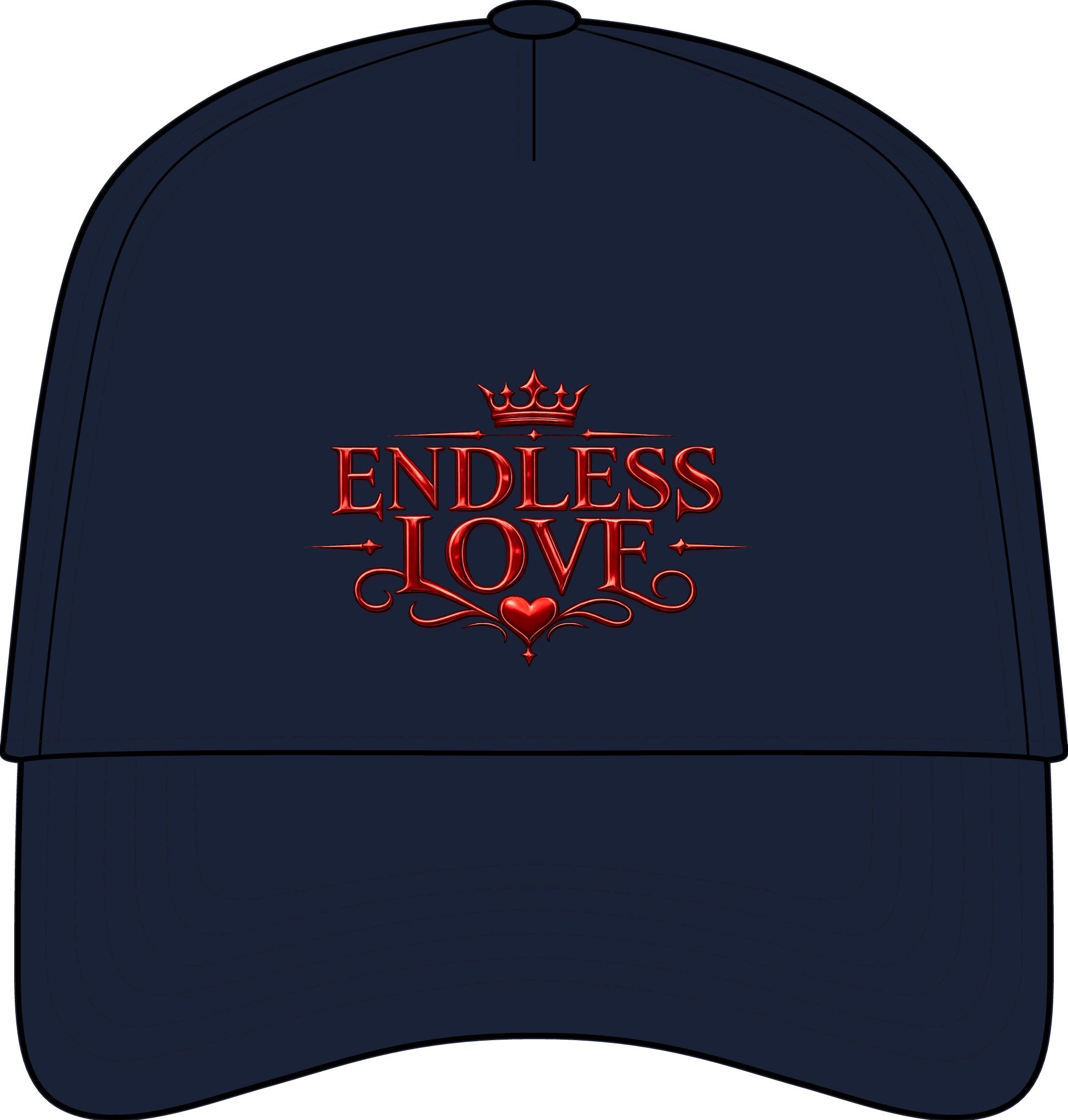 Endless Love Snapback Hat — Five-Panel Perforated Cap with Crown & Heart Design