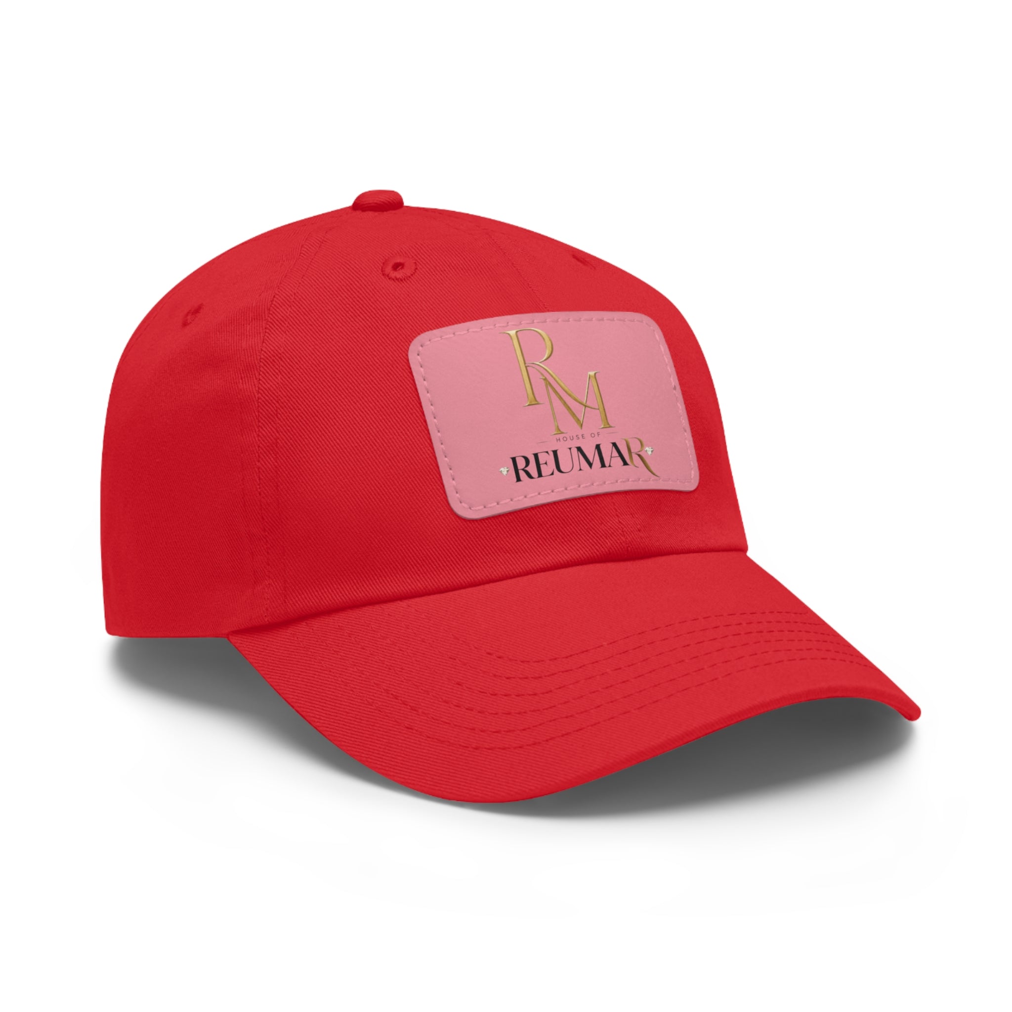 Reumar Pink Leather Patch Dad Hat