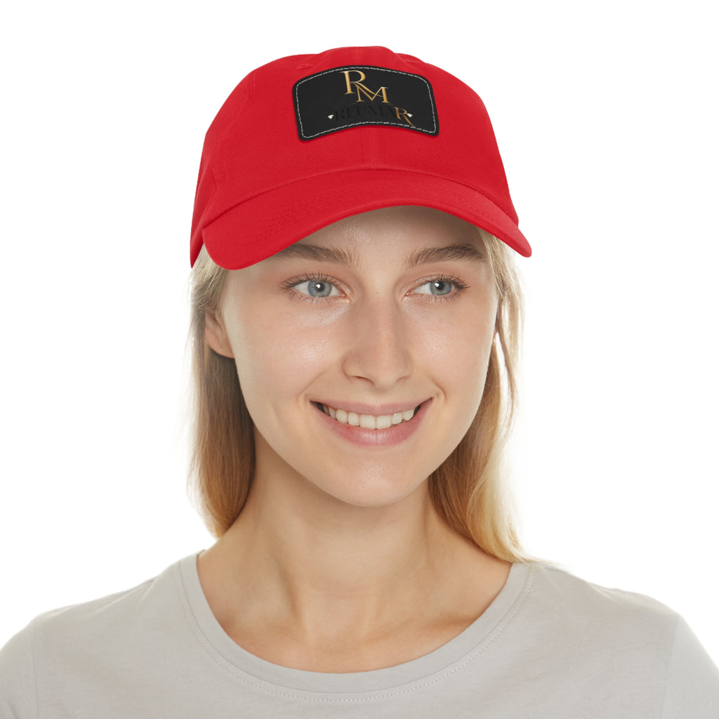 Reumar Pink Leather Patch Dad Hat